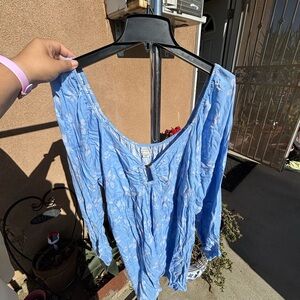 American Eagle Outfitters Light Blue Floral Long Sleeve Dress